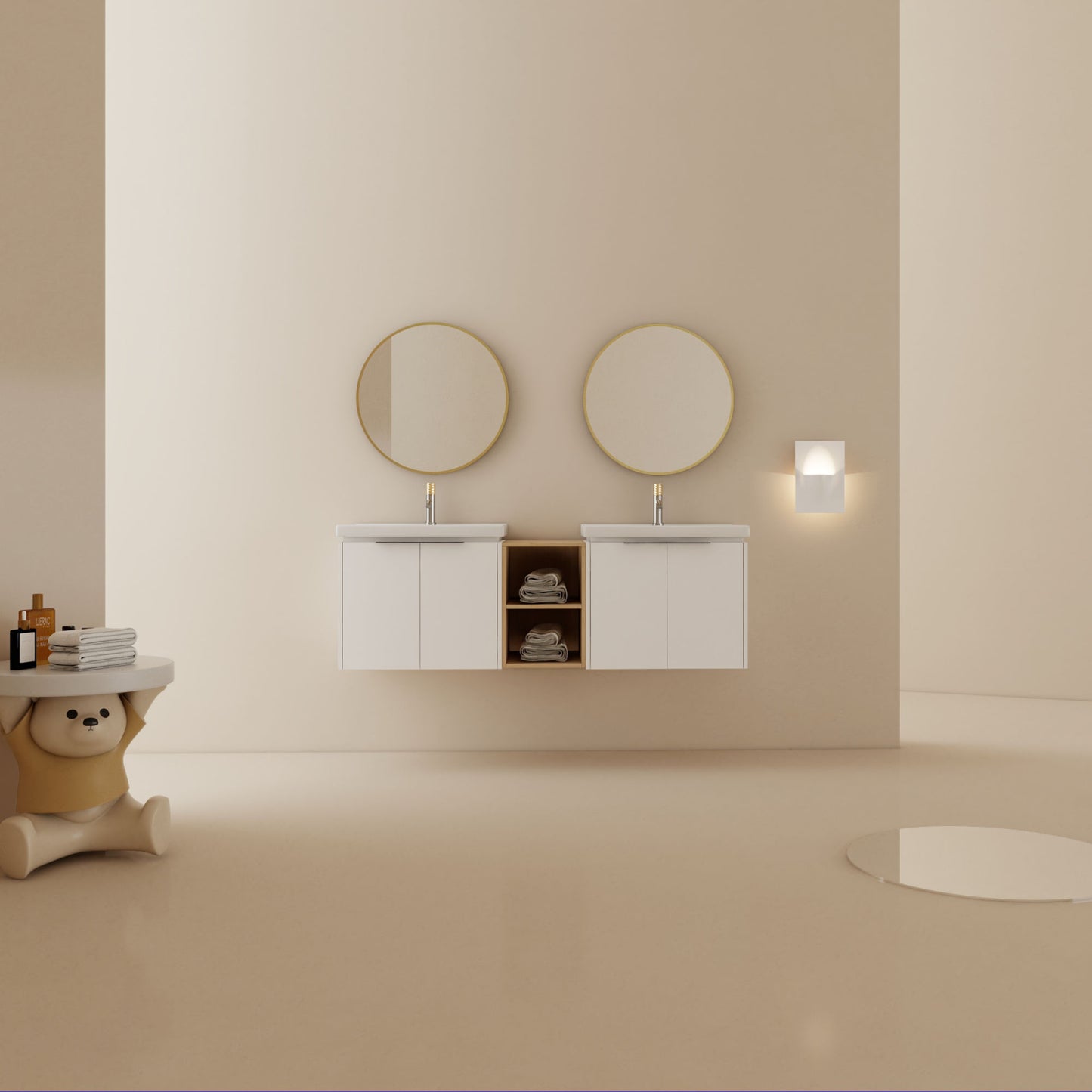 60" Double Sink Exquisite Wall mount Vanity