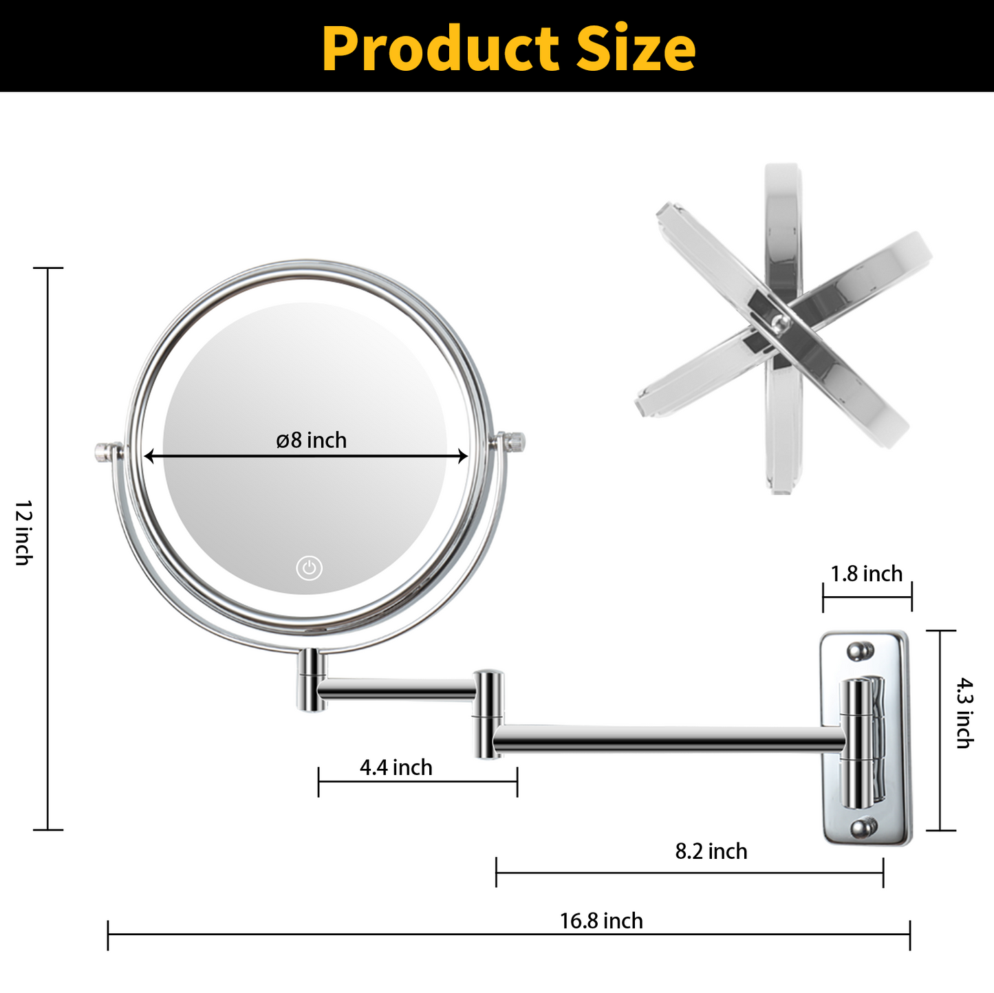 8 Inch Wall-Mounted Mirror