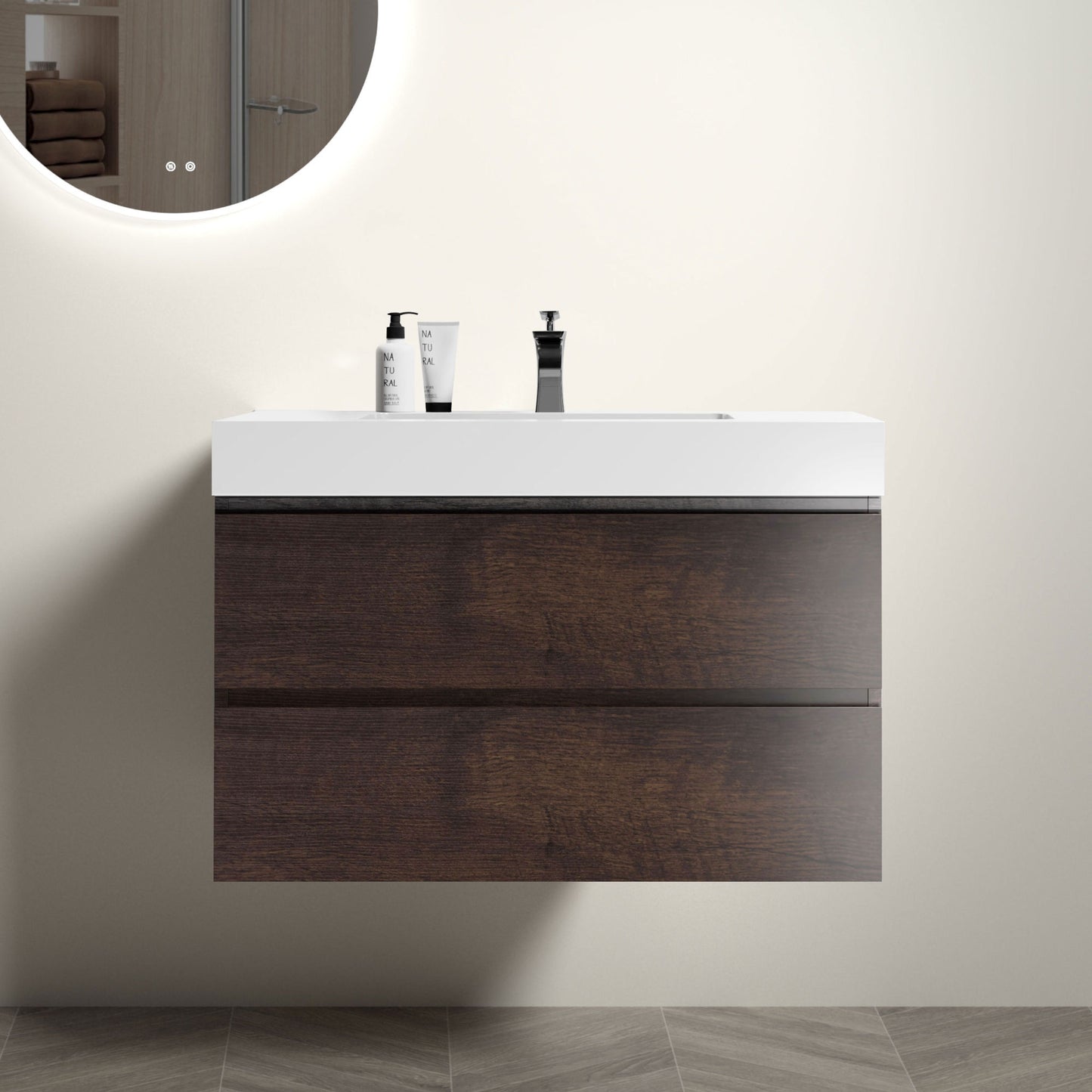 36" Floating Walnut Vanity with Sink