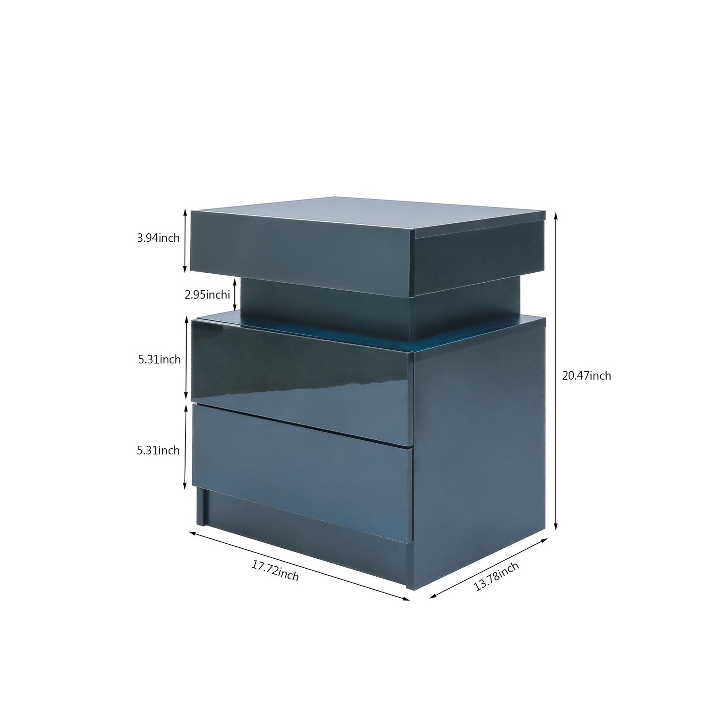Modern Black Nightstand with Led Lights