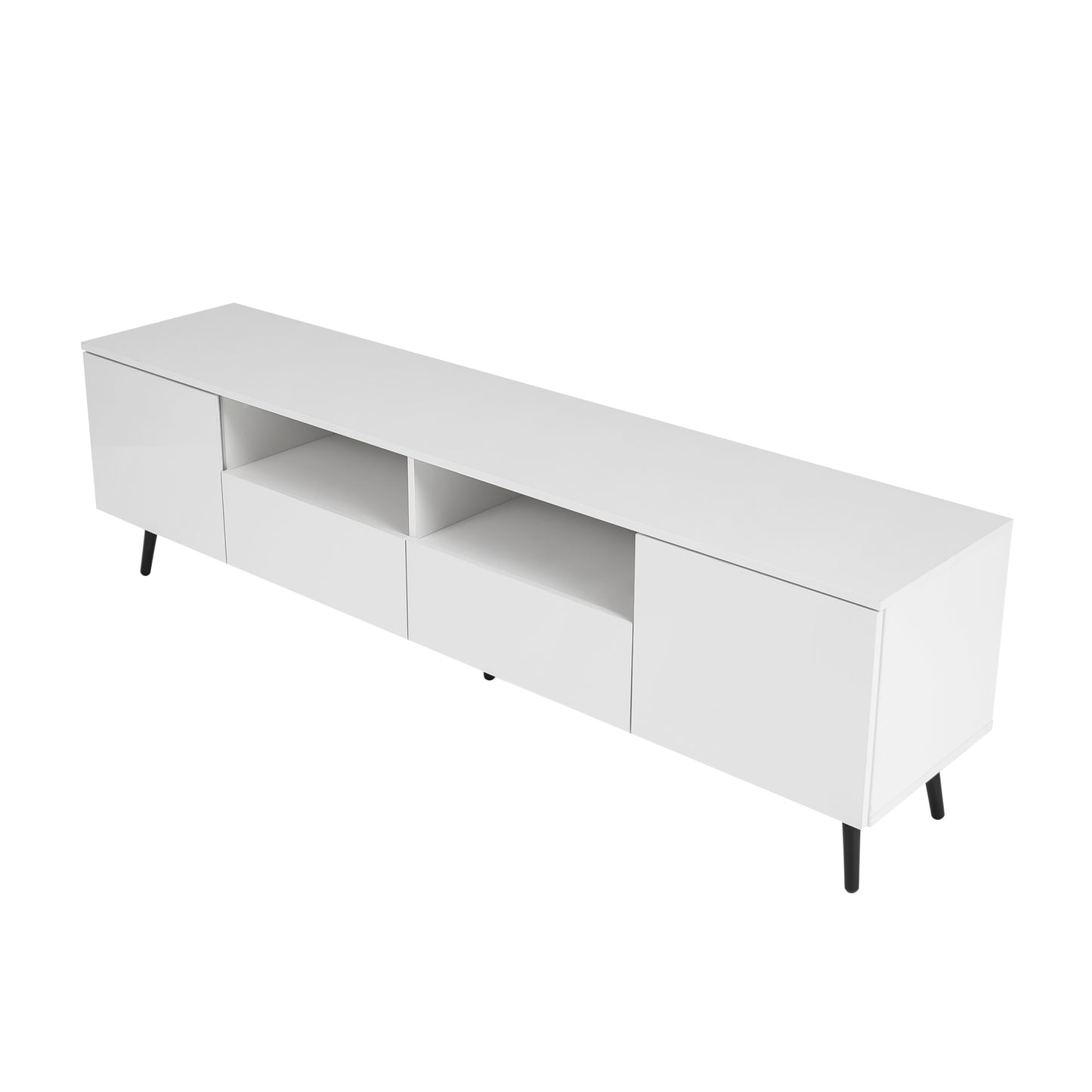 Modern White TV Stand; 16 Colors LED TV Stand w/Remote Control Lights
