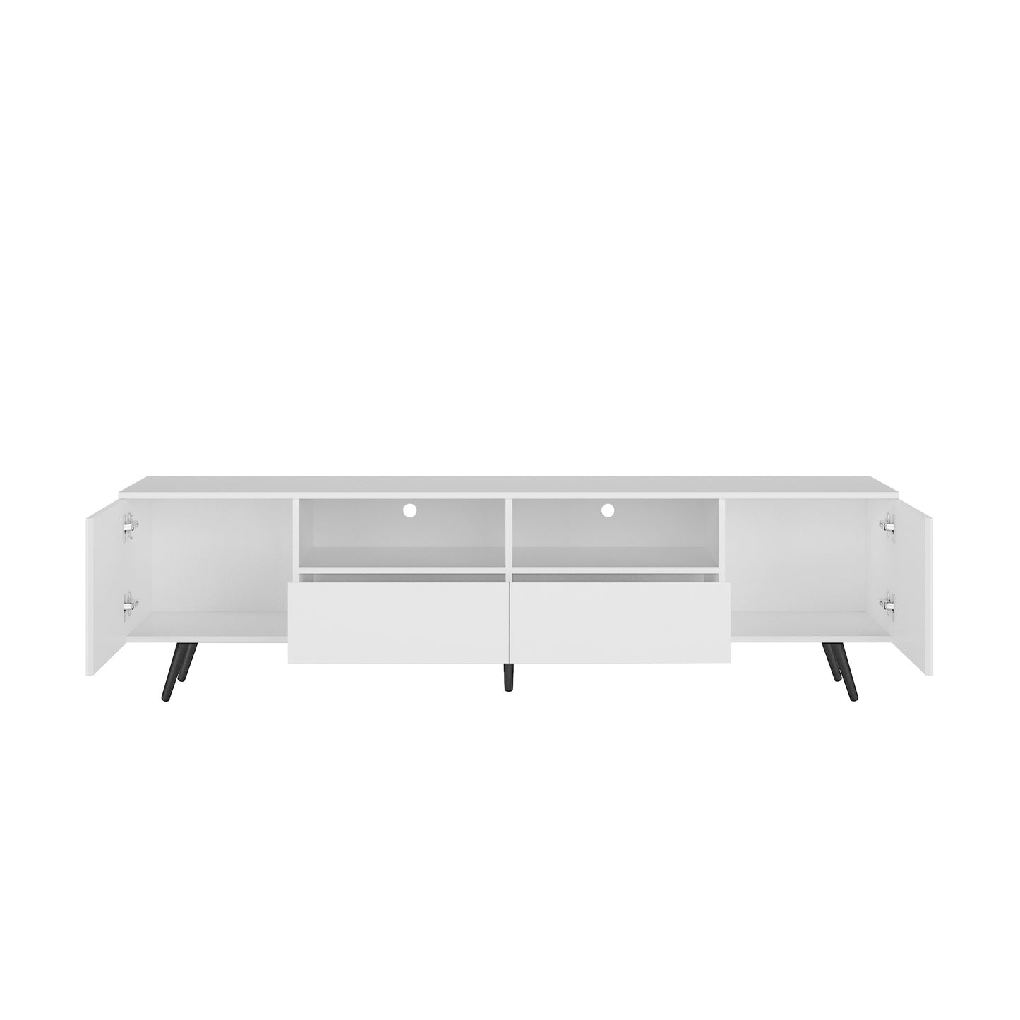 Modern White TV Stand; 16 Colors LED TV Stand w/Remote Control Lights