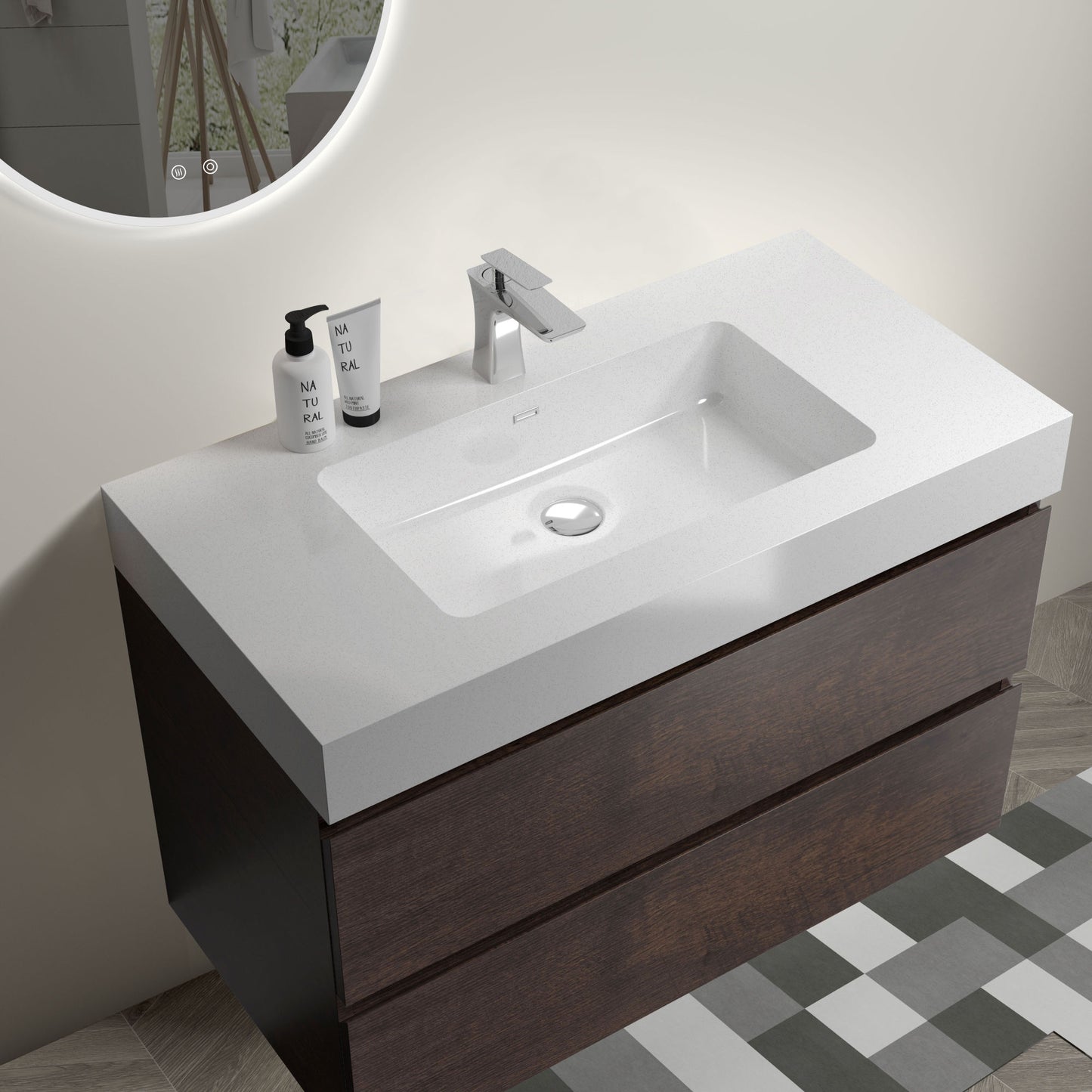 36" Floating Walnut Vanity with Sink