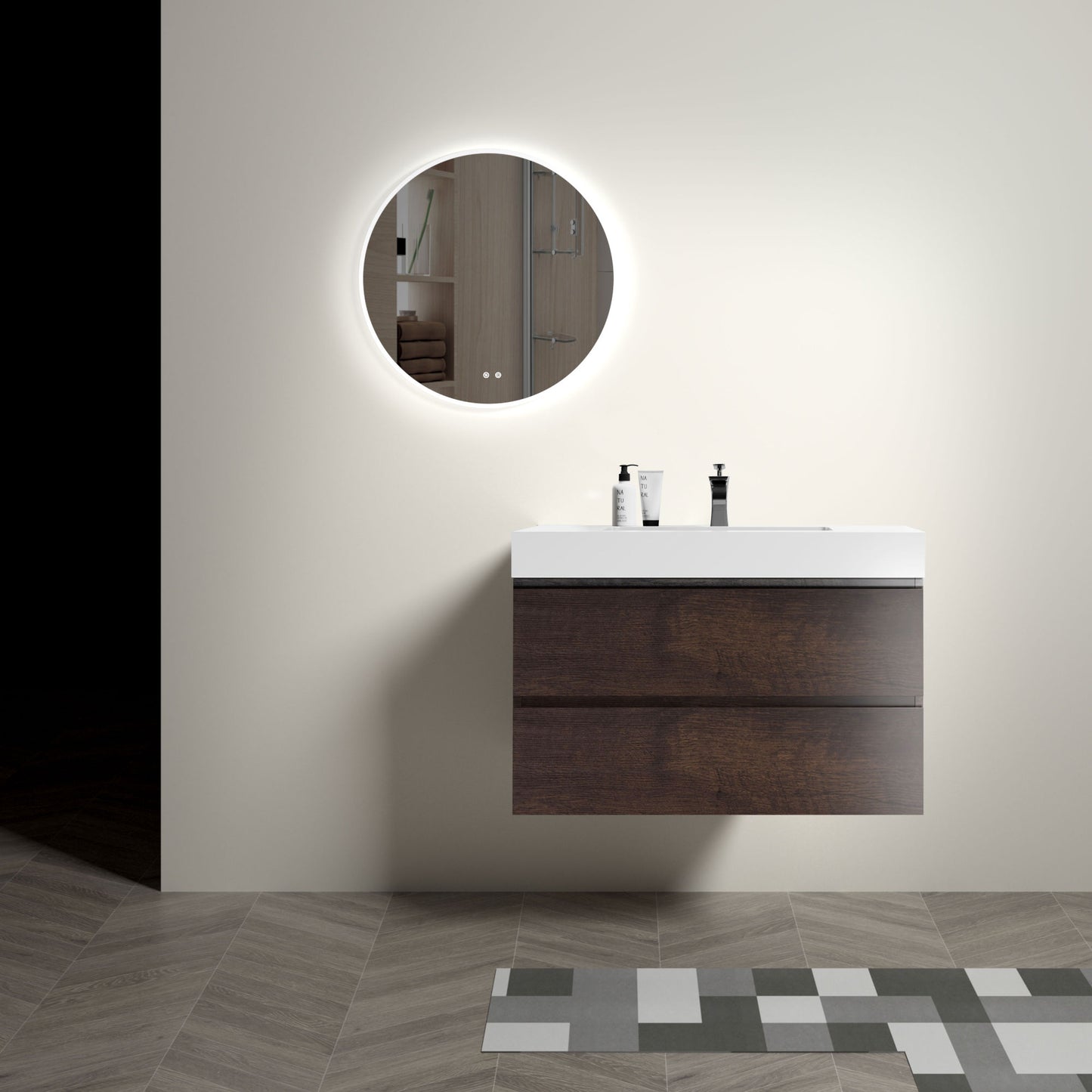 36" Floating Walnut Vanity with Sink