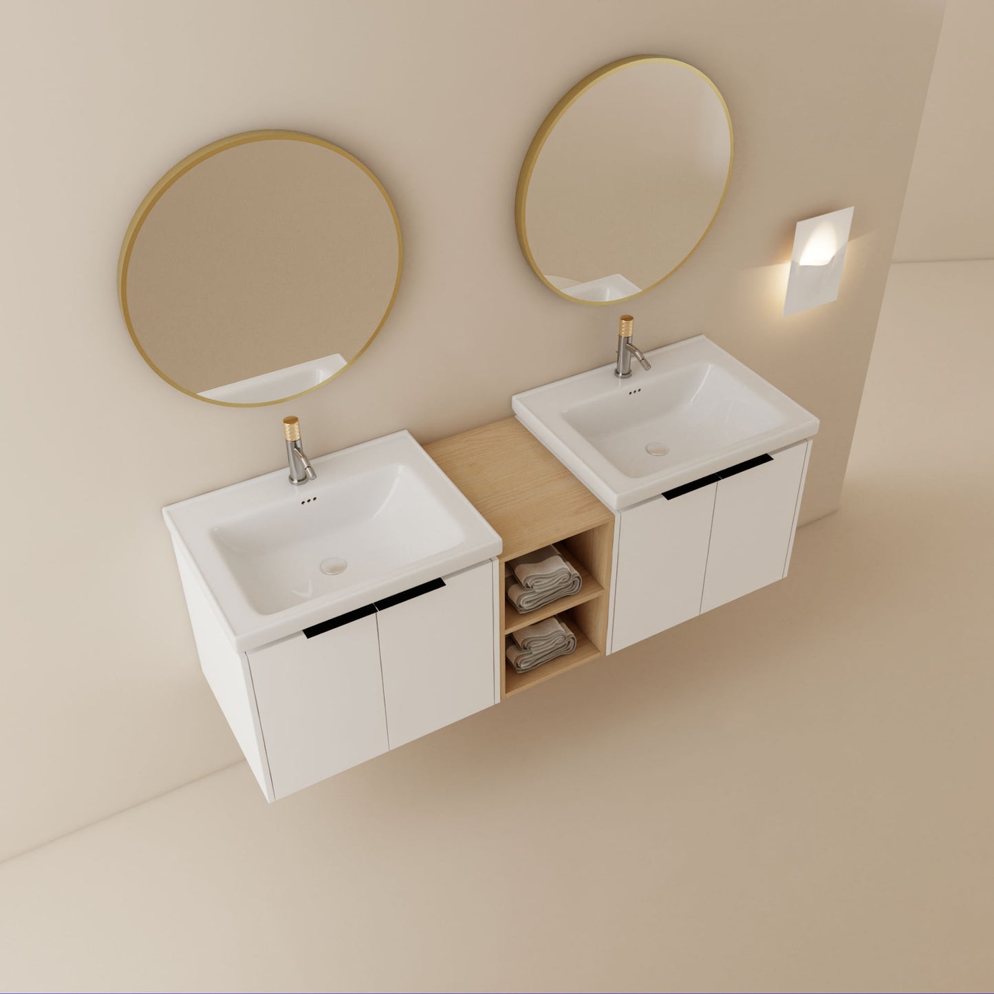 60" Double Sink Exquisite Wall mount Vanity