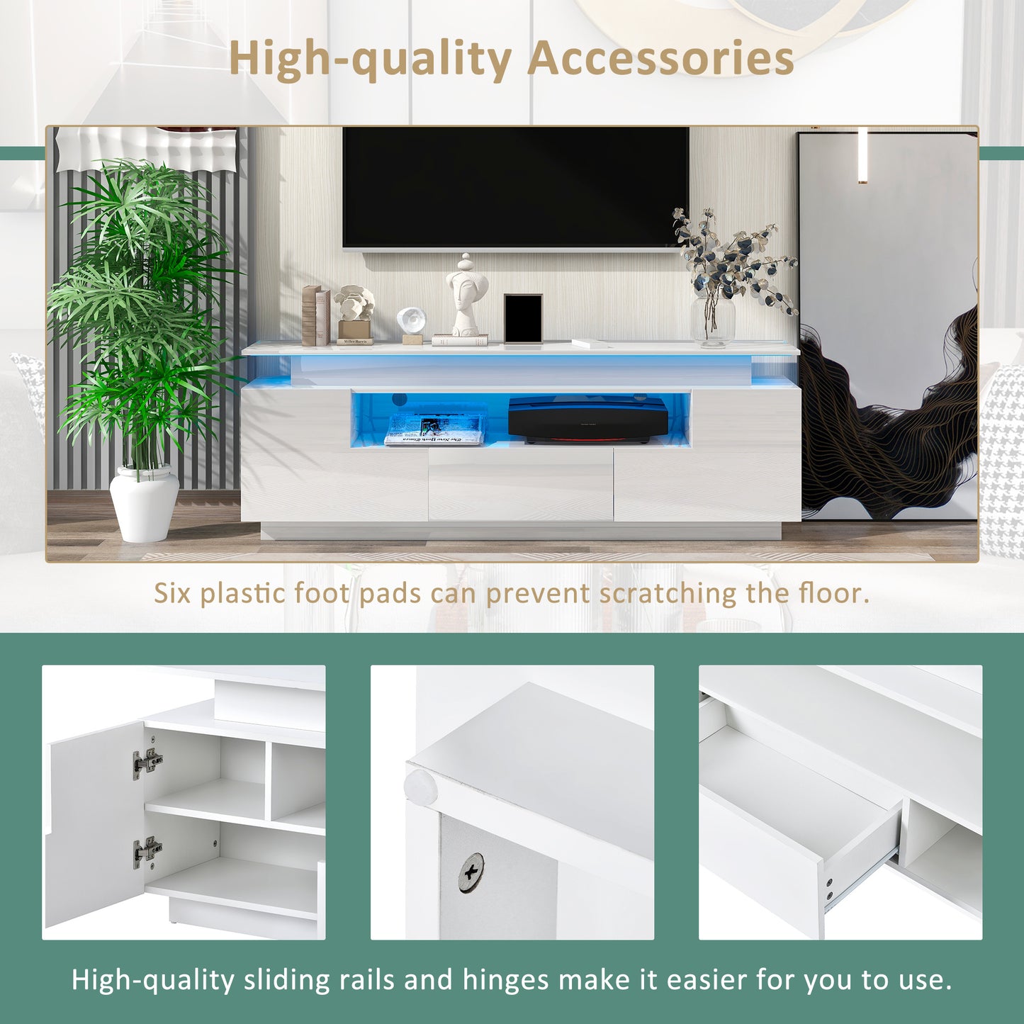 Modern, Stylish Functional LED, TV stand up to 75\"