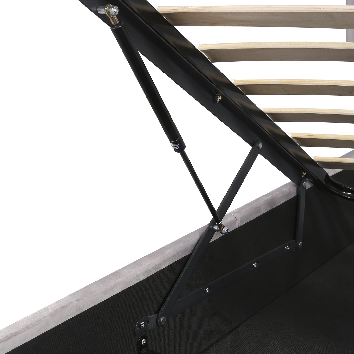 Velvet Fabric Queen Frame, with LED light; Bluetooth Player and USB Charging; Hydraulic Storage