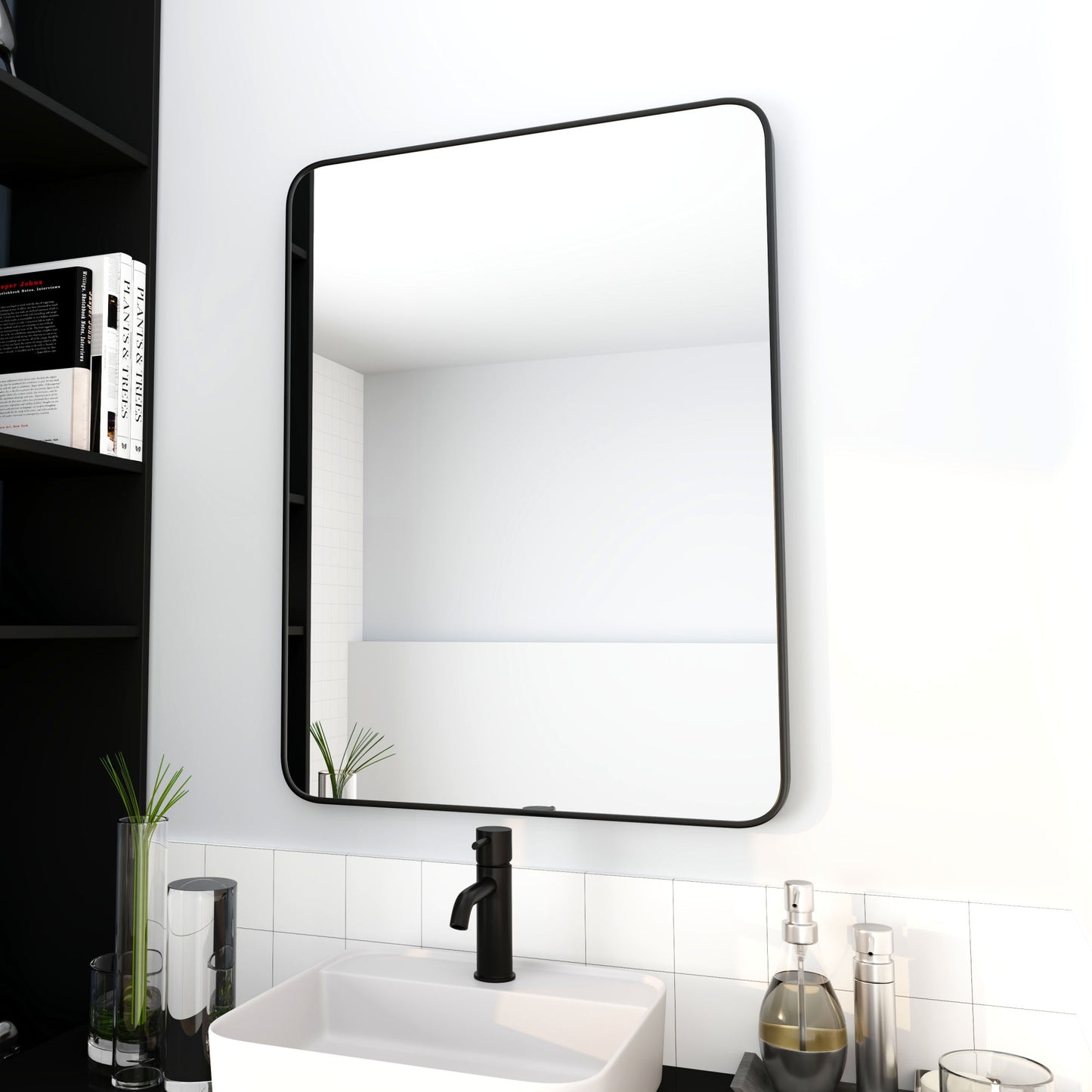 24 x 32 Mirror Black Aluminum Frame