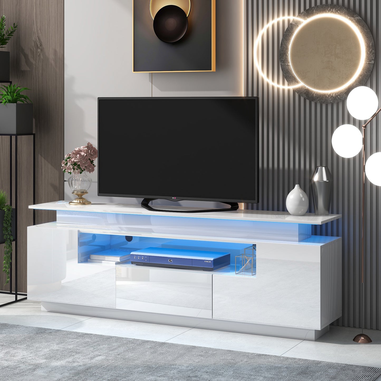 Modern, Stylish Functional LED, TV stand up to 75\"