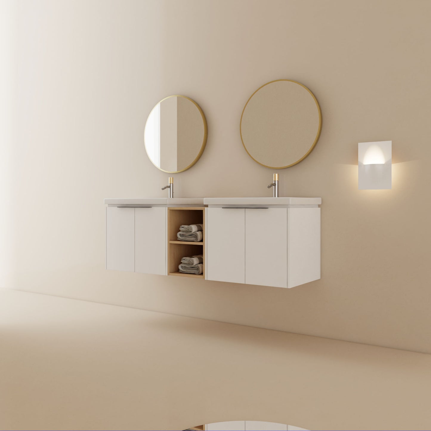 60" Double Sink Exquisite Wall mount Vanity