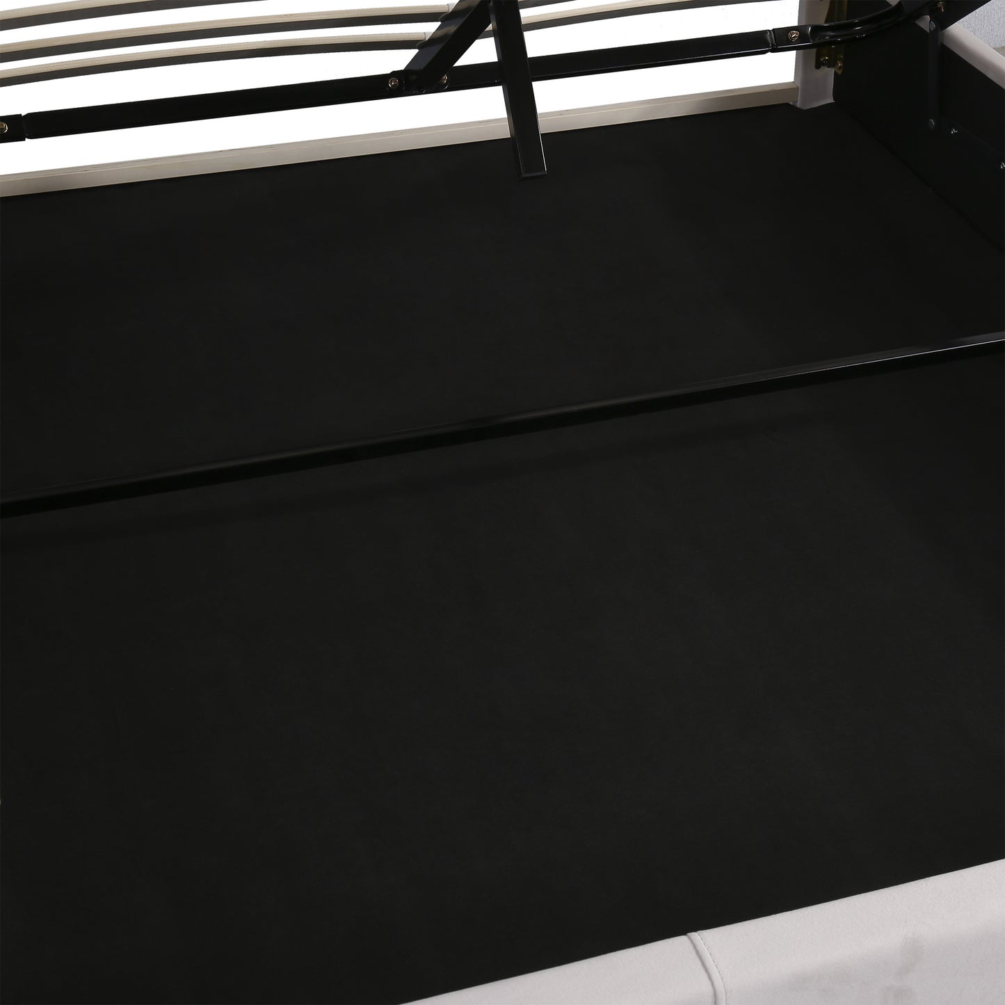 Velvet Fabric Queen Frame, with LED light; Bluetooth Player and USB Charging; Hydraulic Storage