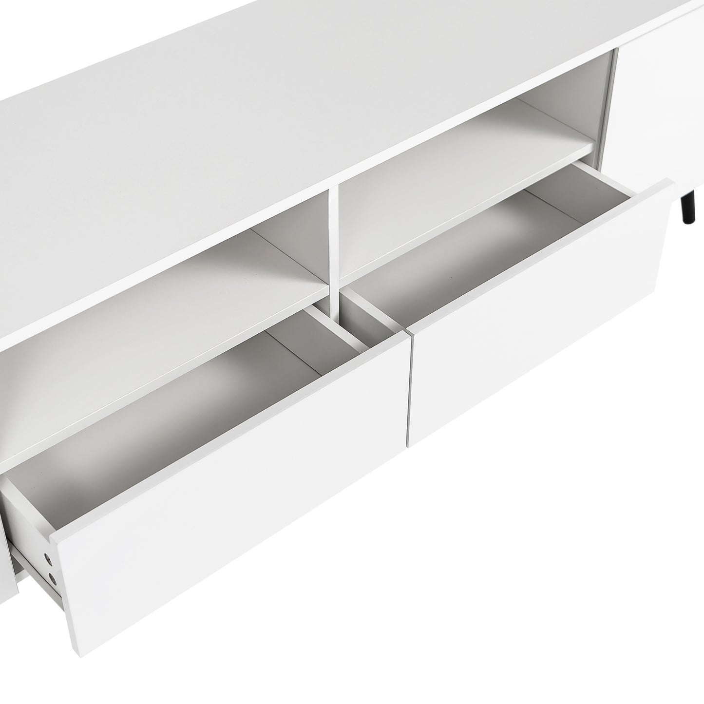 Modern White TV Stand; 16 Colors LED TV Stand w/Remote Control Lights