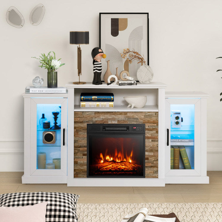Fireplace TV Stand with 16-Color Led up to 65"