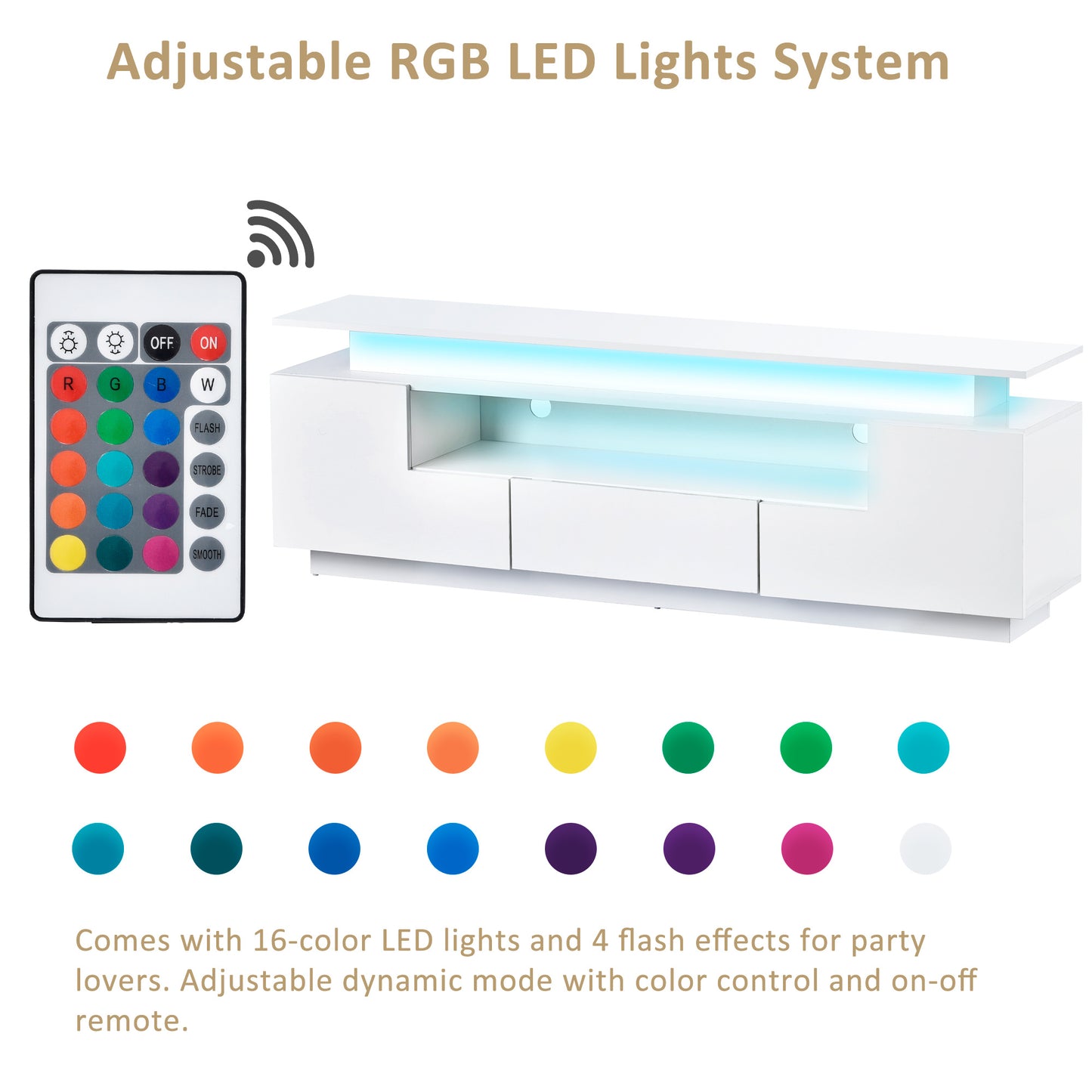 Modern, Stylish Functional LED, TV stand up to 75\"