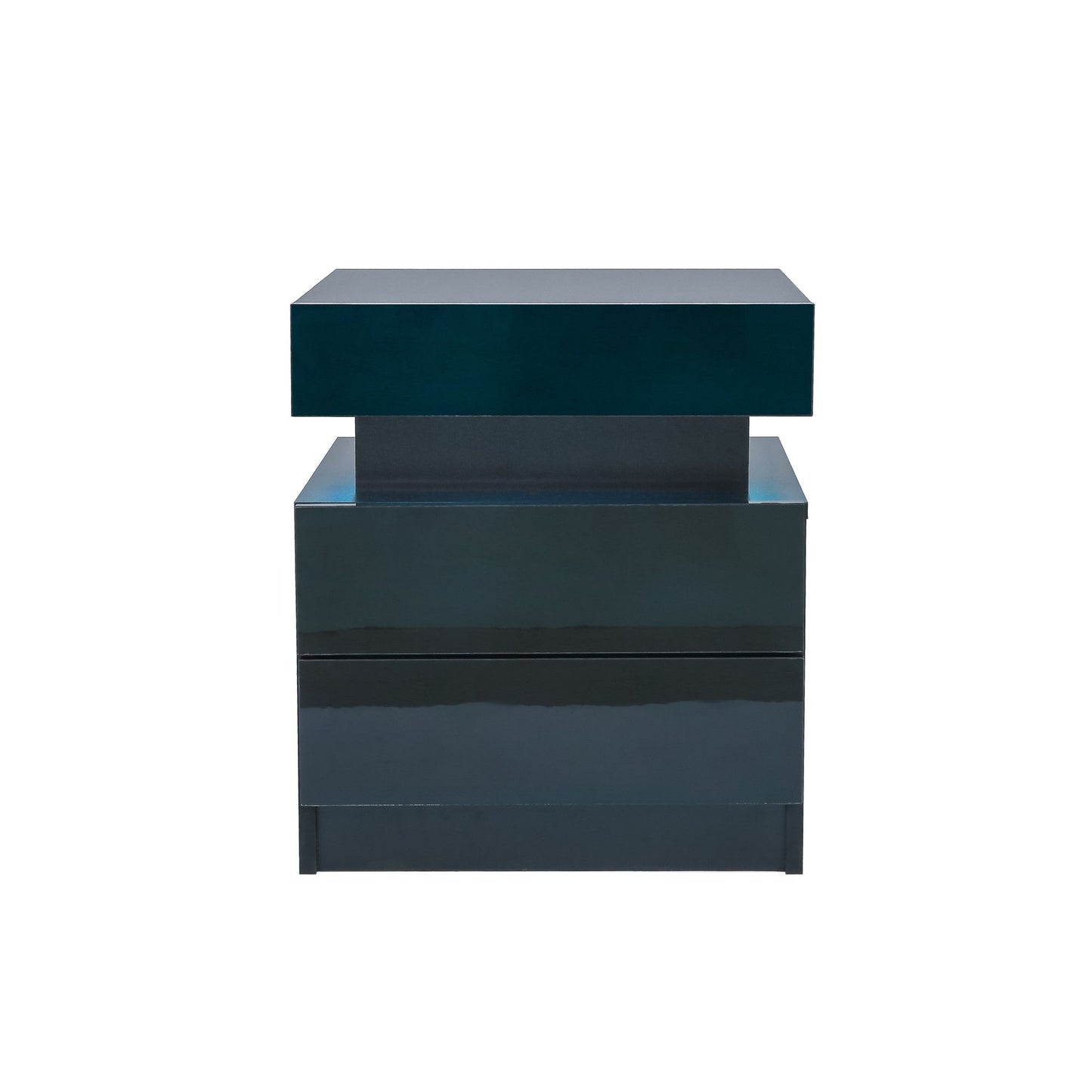 Modern Black Nightstand with Led Lights