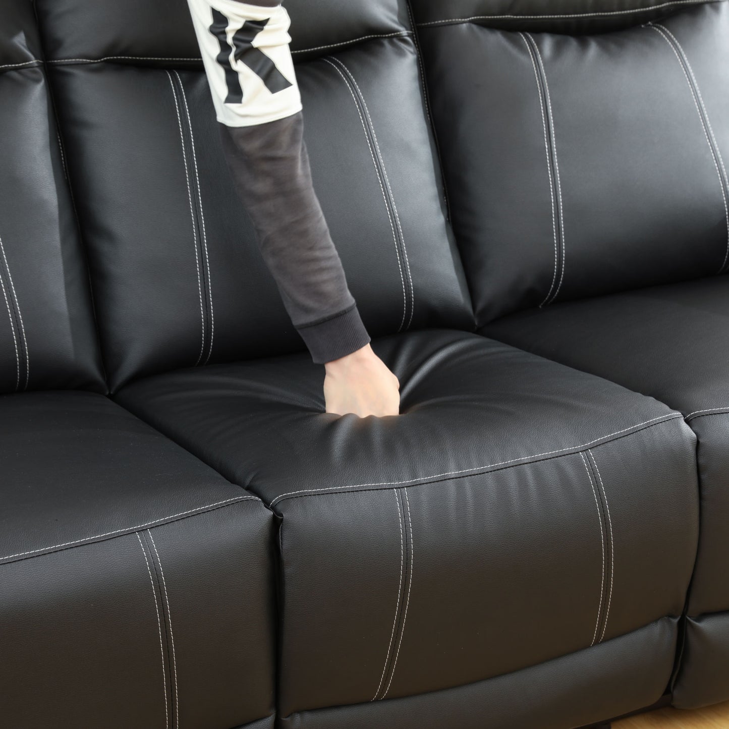 modern faux leather 3 seater sofa