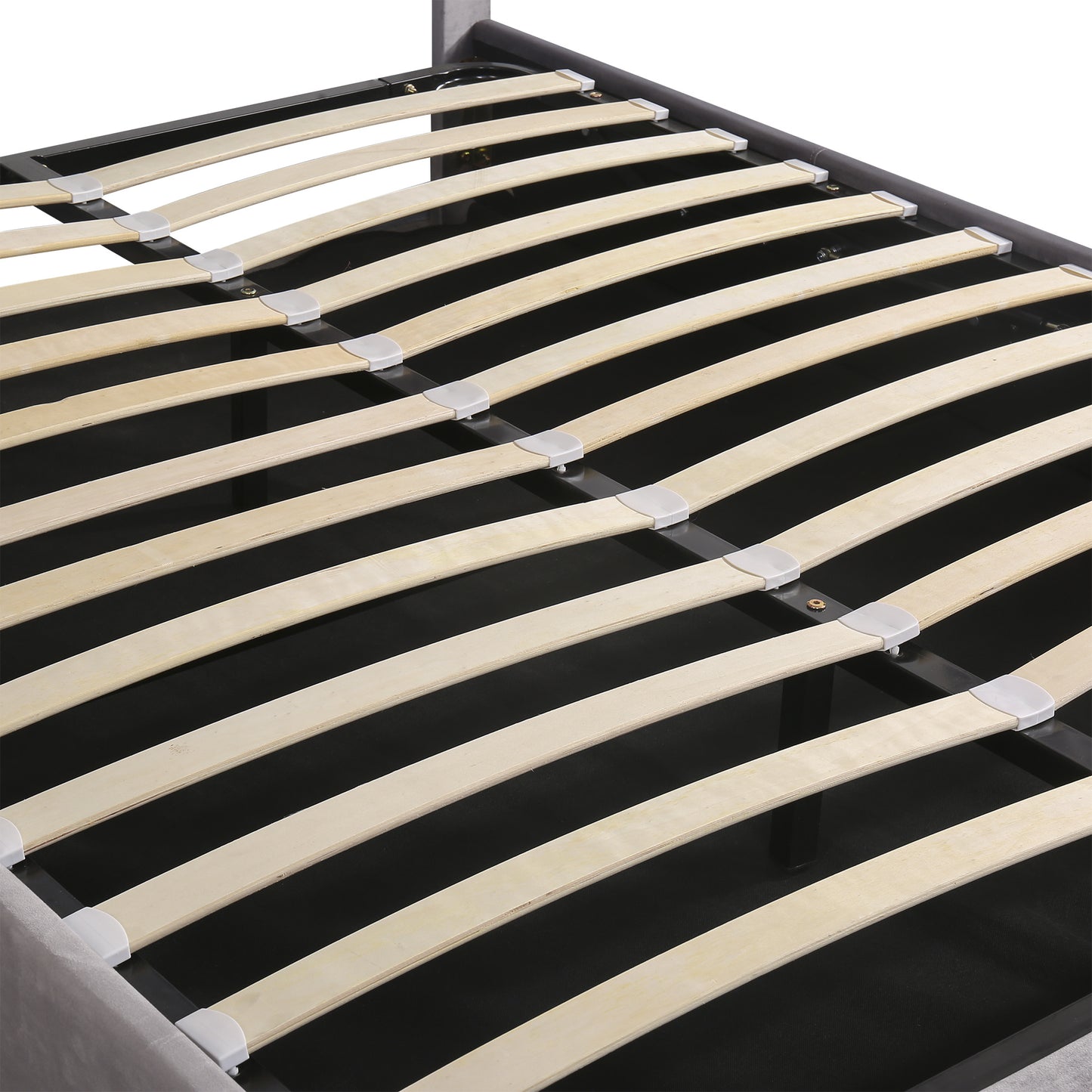 Velvet Fabric Queen Frame, with LED light; Bluetooth Player and USB Charging; Hydraulic Storage