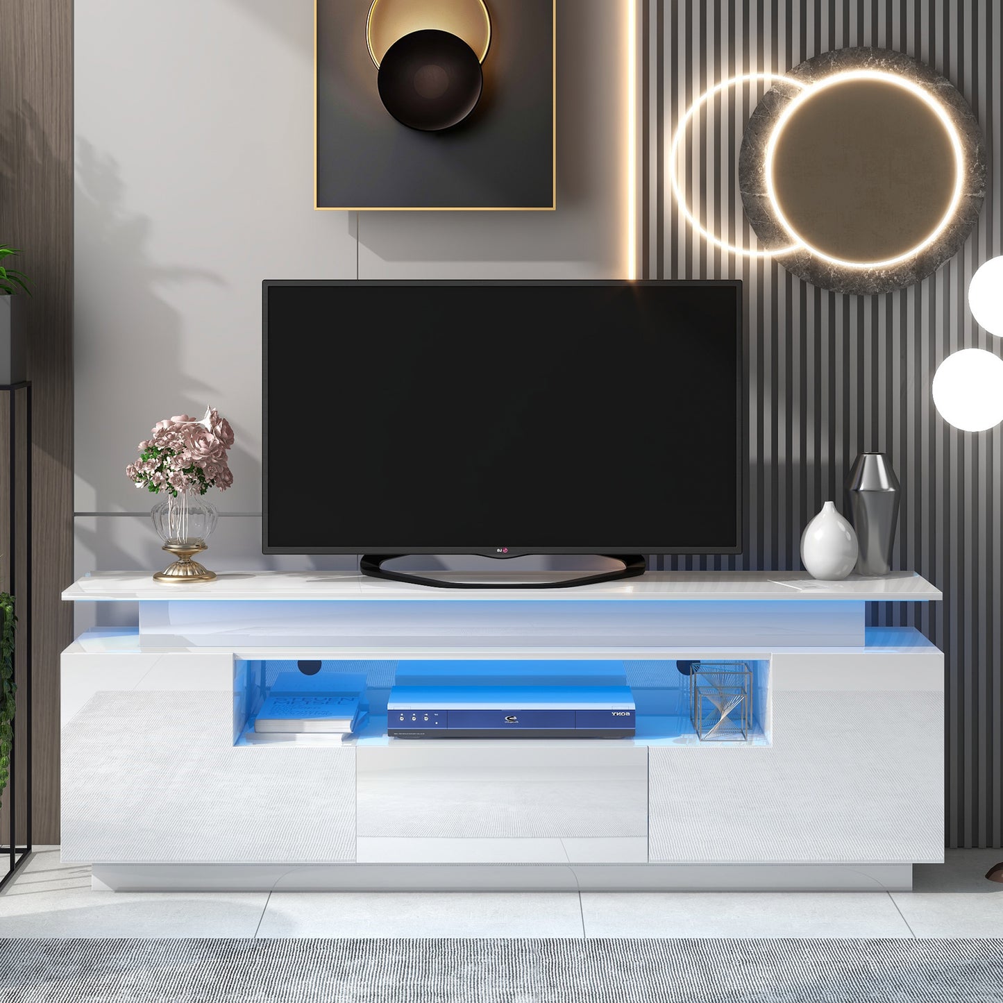 Modern, Stylish Functional LED, TV stand up to 75\"