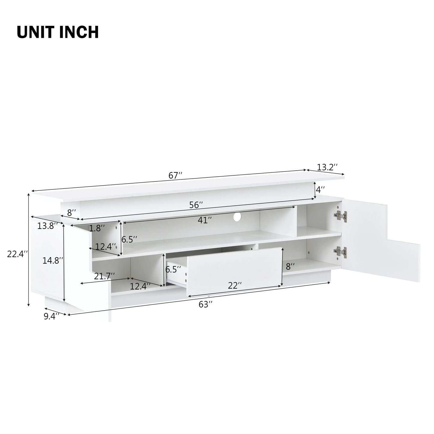 Modern, Stylish Functional LED, TV stand up to 75\"