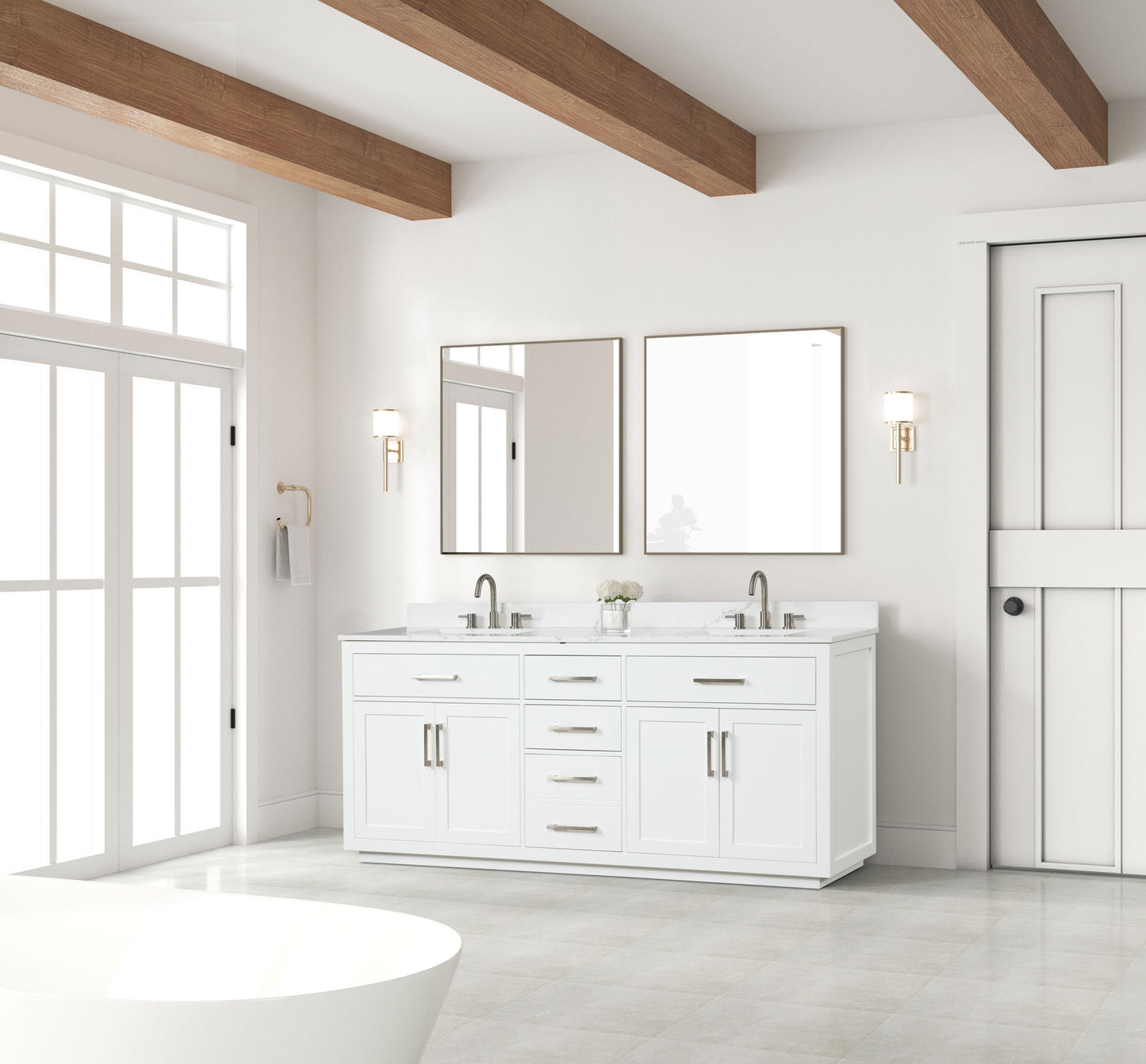 80" Vanity with Double Sink Quartz Top