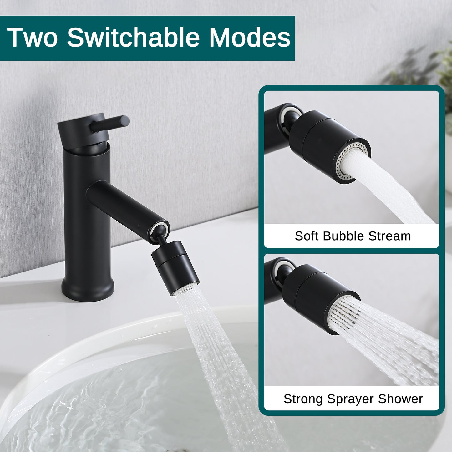 Matte Black Faucet 360°