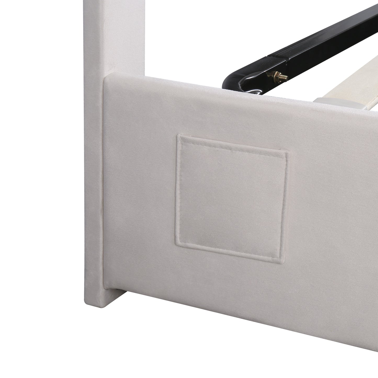 Velvet Fabric Queen Frame, with LED light; Bluetooth Player and USB Charging; Hydraulic Storage