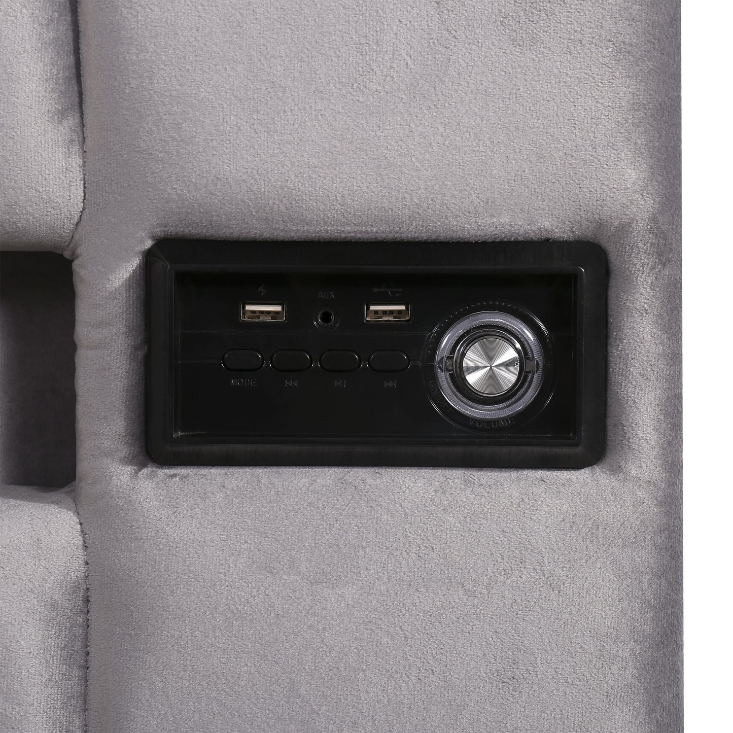 Velvet Fabric Queen Frame, with LED light; Bluetooth Player and USB Charging; Hydraulic Storage