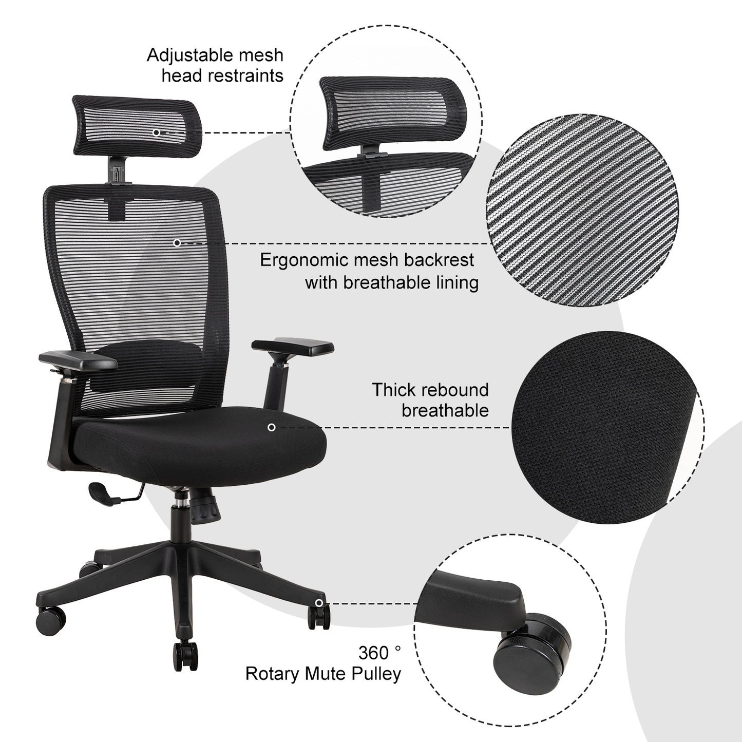 office mesh chair with lumbar support