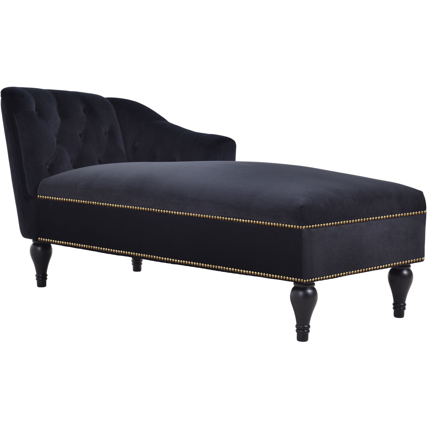 Velvet Chaise Button Tufted Right Arm Facing Lounge Chair with Nail head Trim