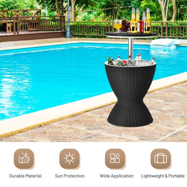 3 in 1 8 Gallon Rattan Cooler Bar Table