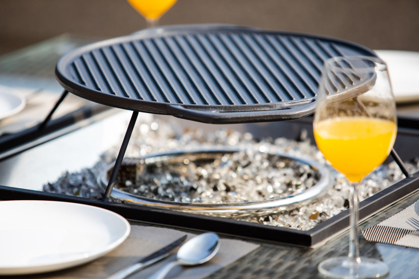 Brown Wicker Patio Firepit table