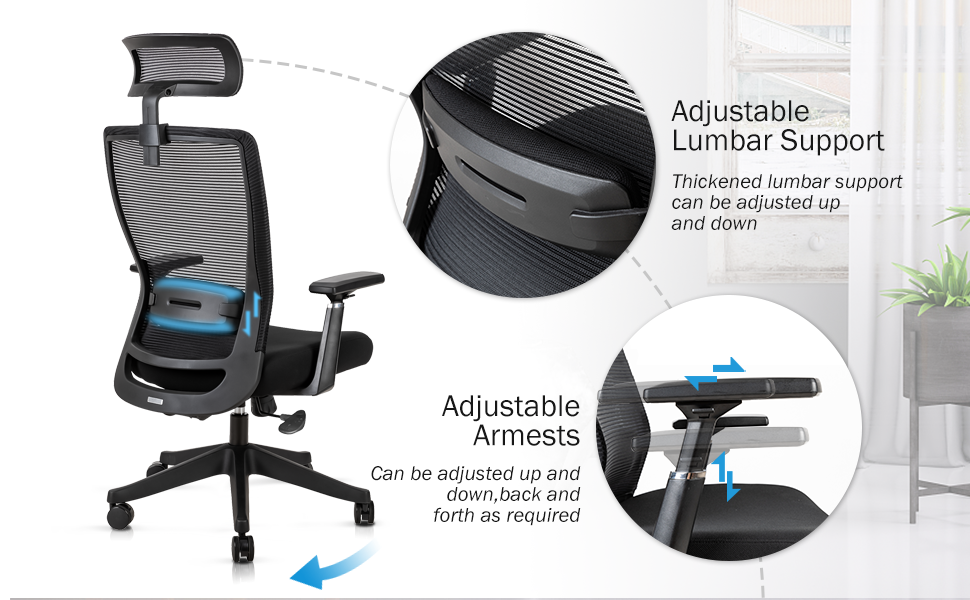 office mesh chair with lumbar support