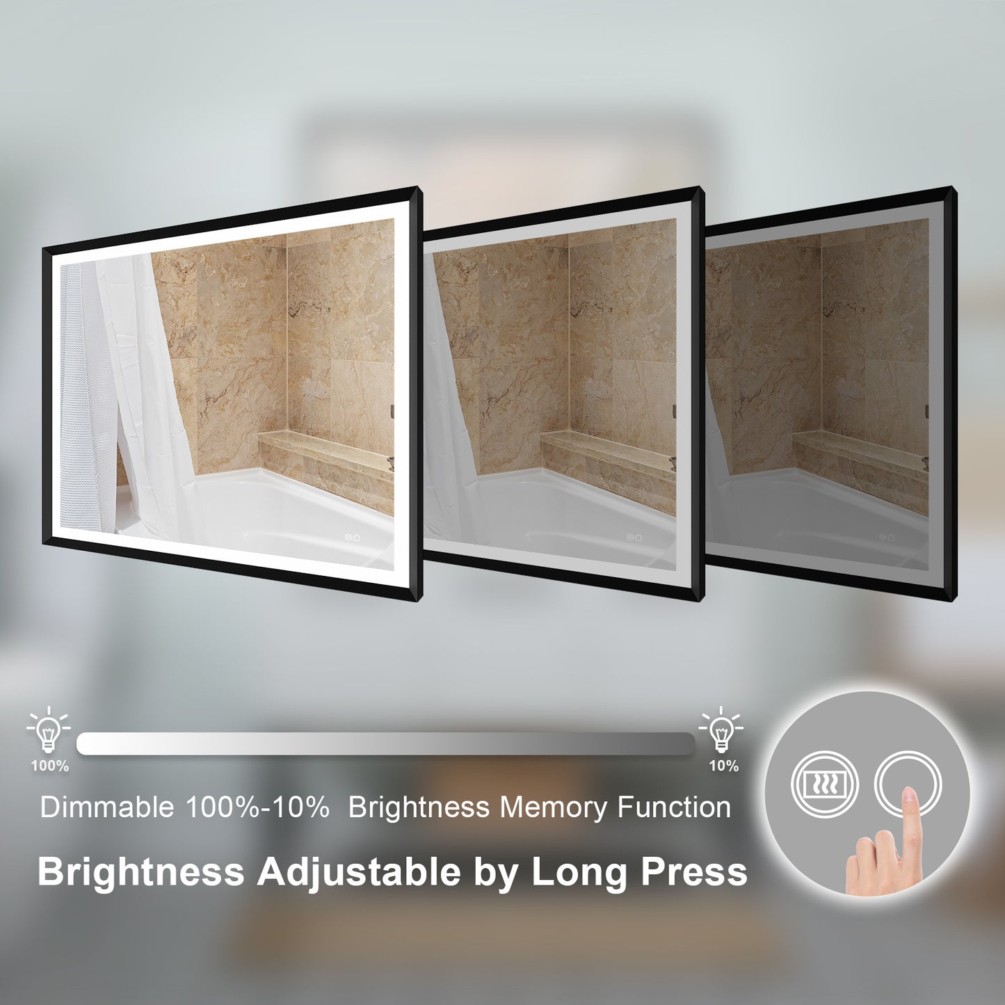4 Size LED Bathroom Mirror; Backlit and Frontlit