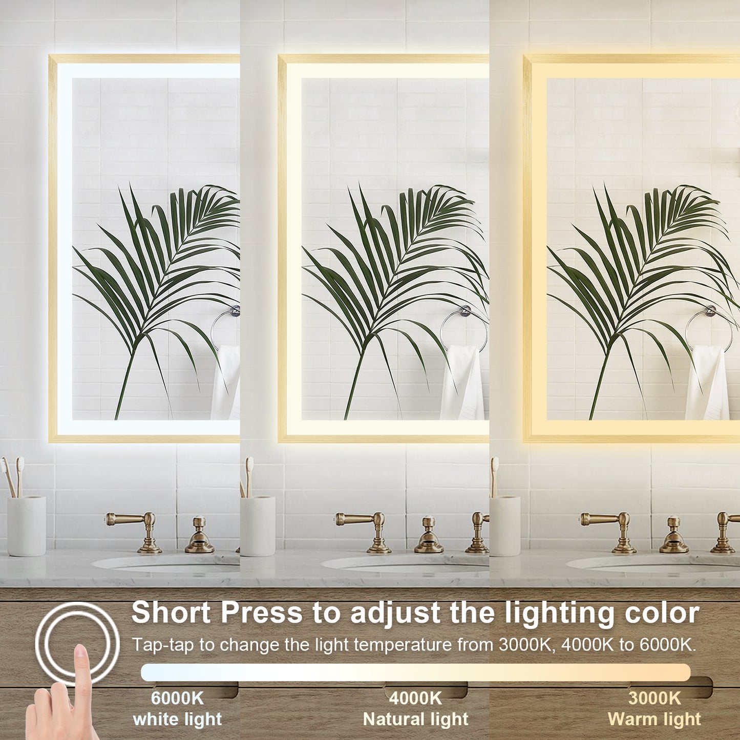 4 Size LED Bathroom Mirror; Backlit and Frontlit