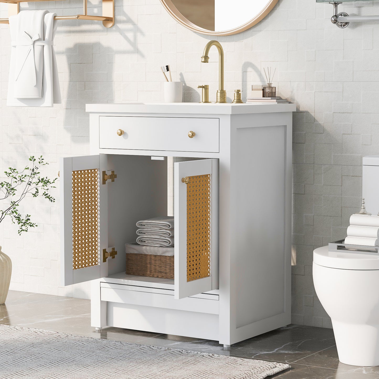 24" vanity with Single Sink; Pull-out footrest