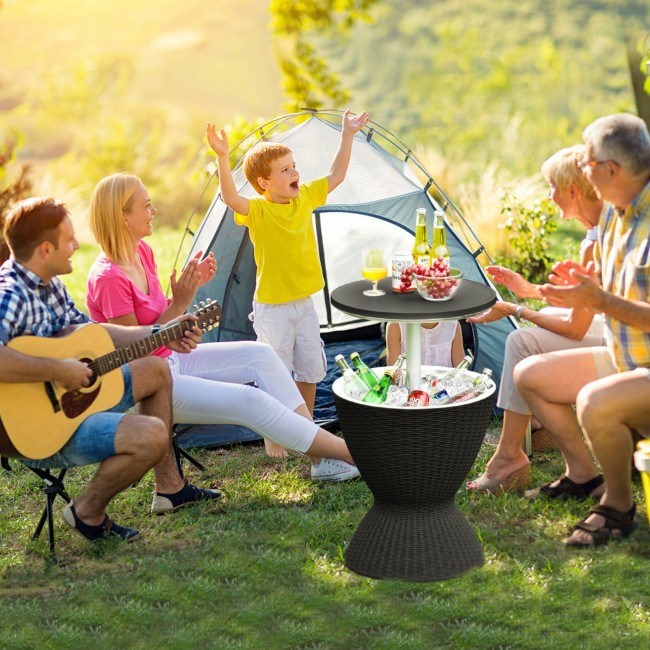 3 in 1 8 Gallon Rattan Cooler Bar Table