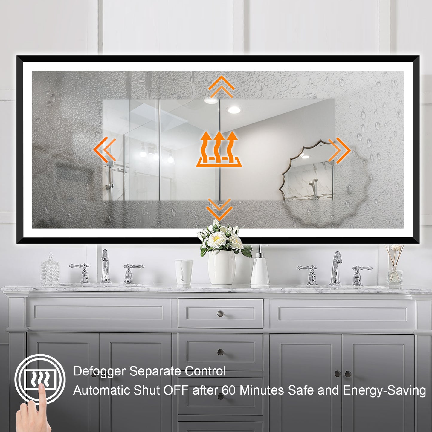 4 Size LED Bathroom Mirror; Backlit and Frontlit