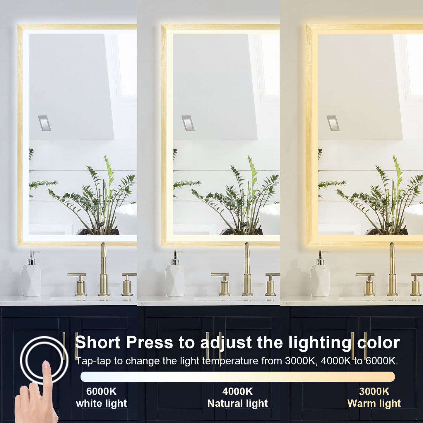4 Size LED Bathroom Mirror; Backlit and Frontlit