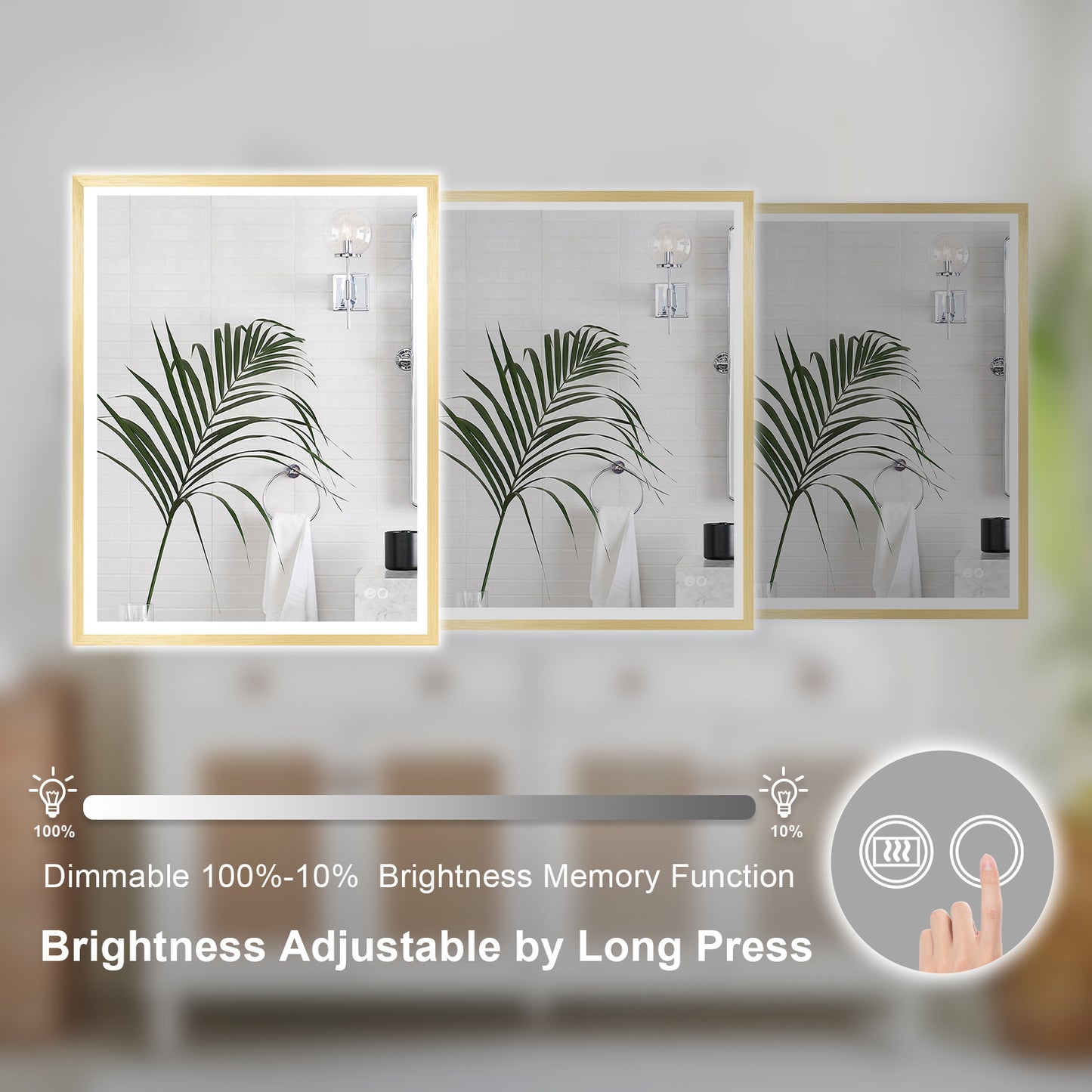 4 Size LED Bathroom Mirror; Backlit and Frontlit
