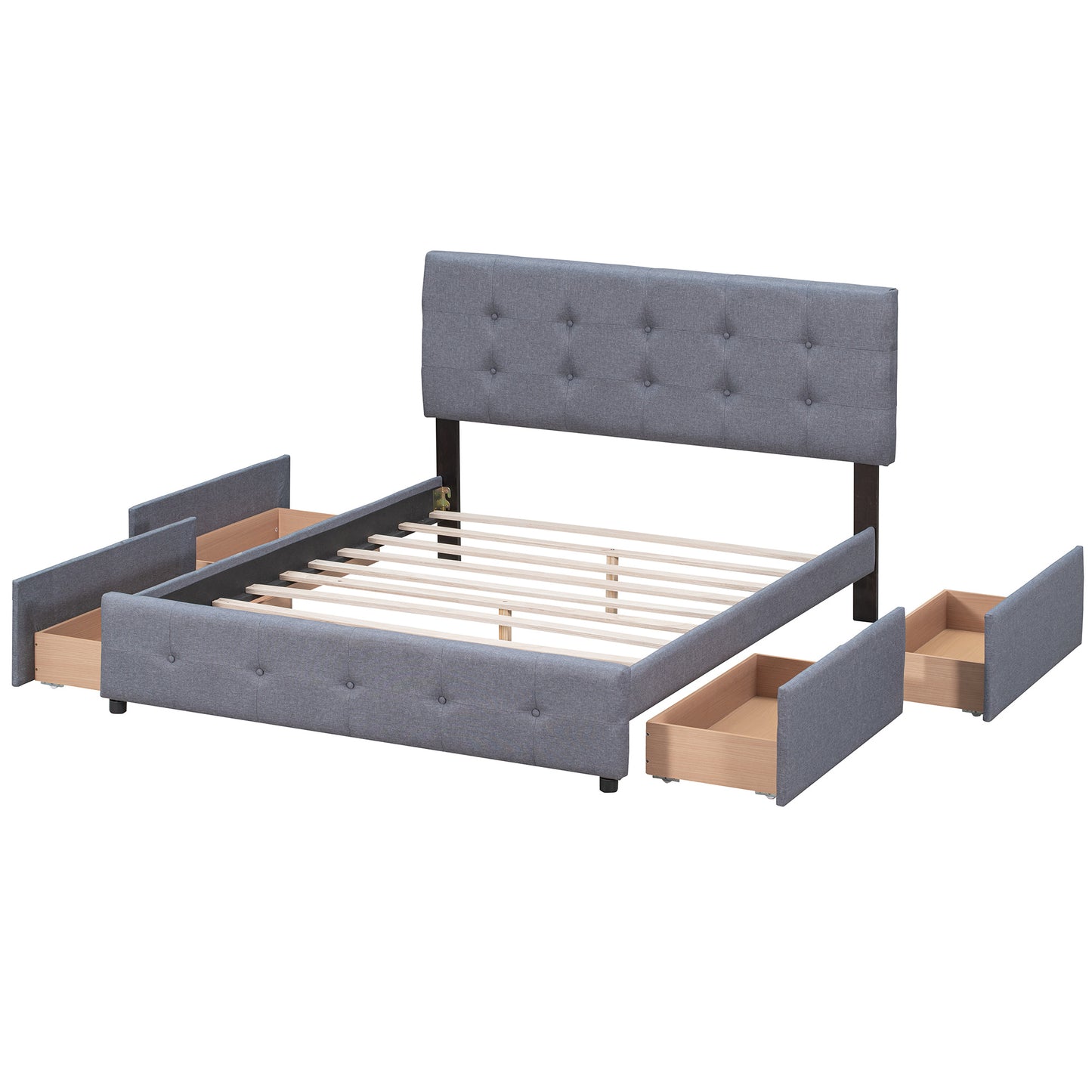 Classic Headboard and 4 Drawers; Queen Size