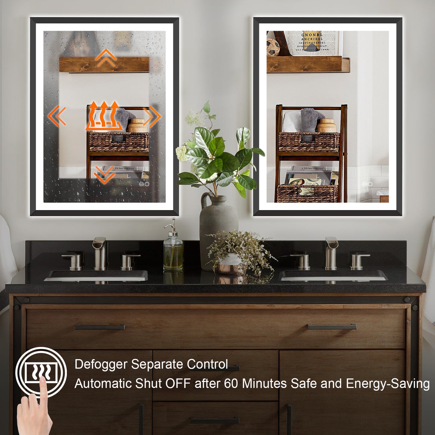 4 Size LED Bathroom Mirror; Backlit and Frontlit