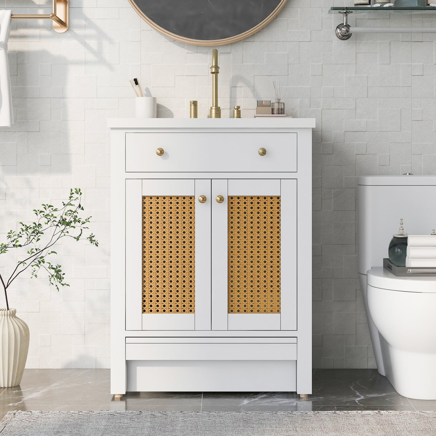 24" vanity with Single Sink; Pull-out footrest
