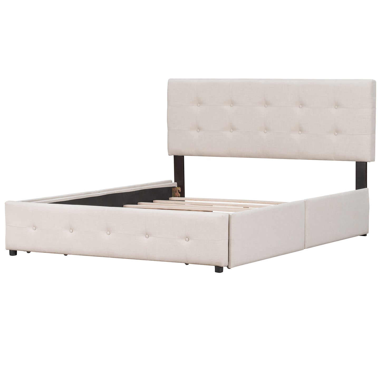 Classic Headboard and 4 Drawers; Queen Size
