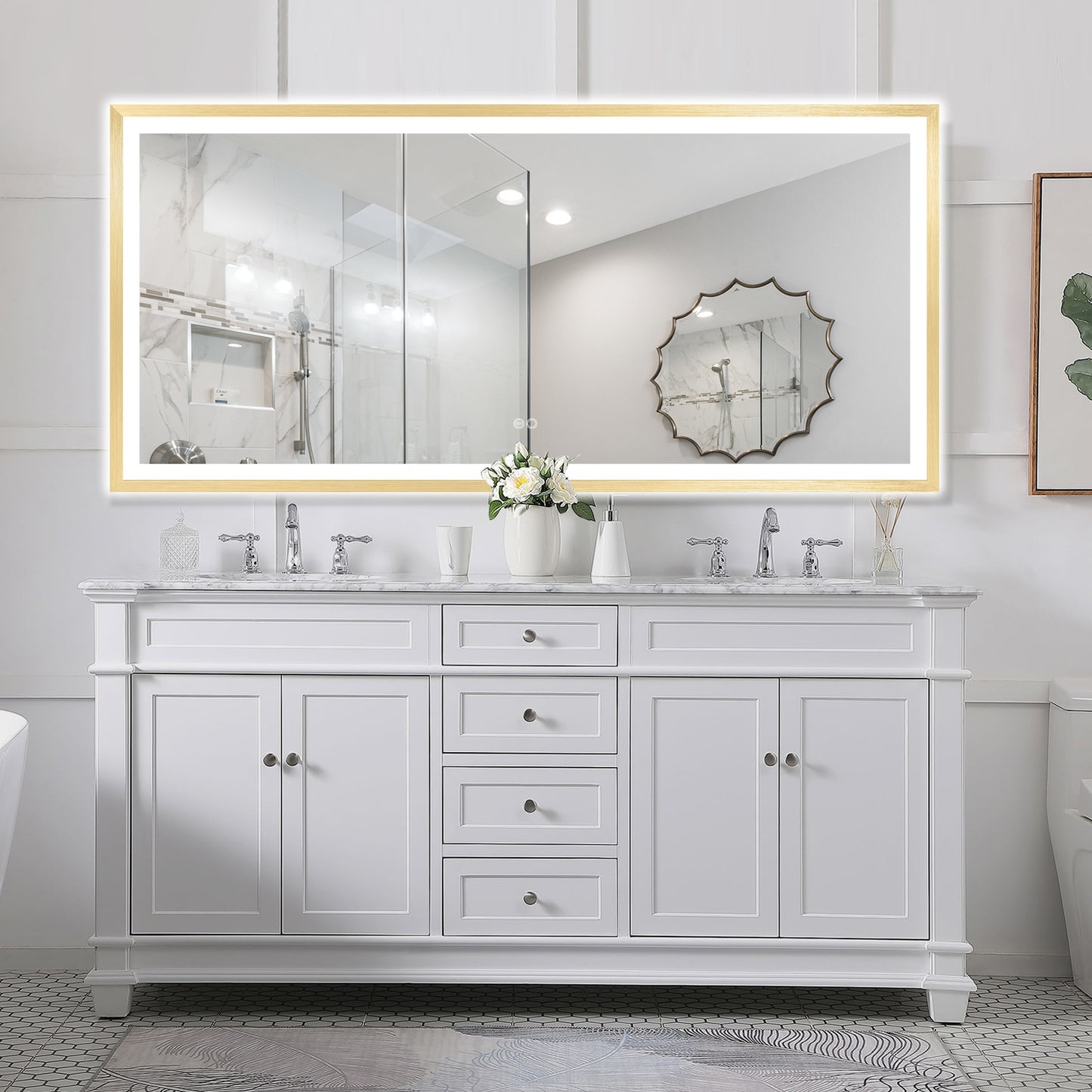 4 Size LED Bathroom Mirror; Backlit and Frontlit