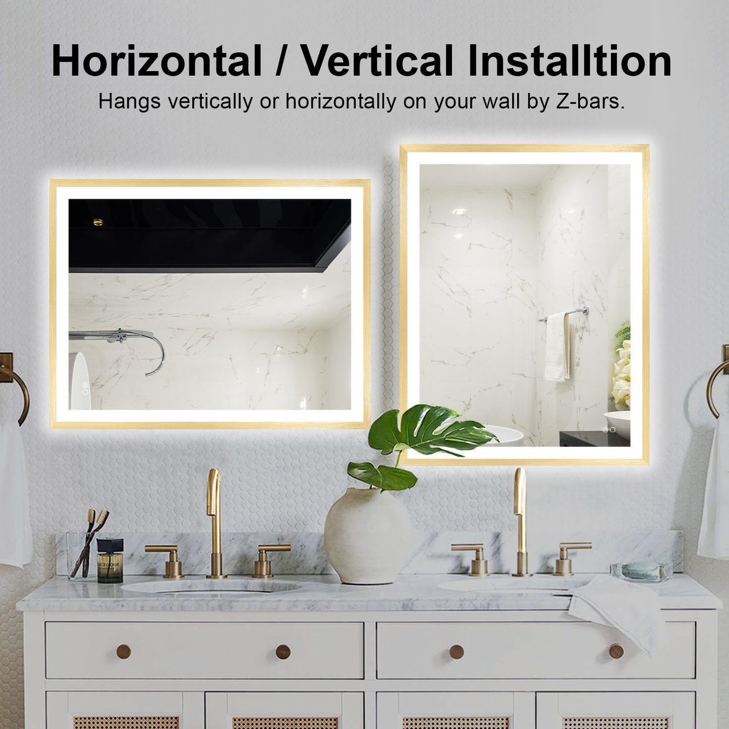 4 Size LED Bathroom Mirror; Backlit and Frontlit