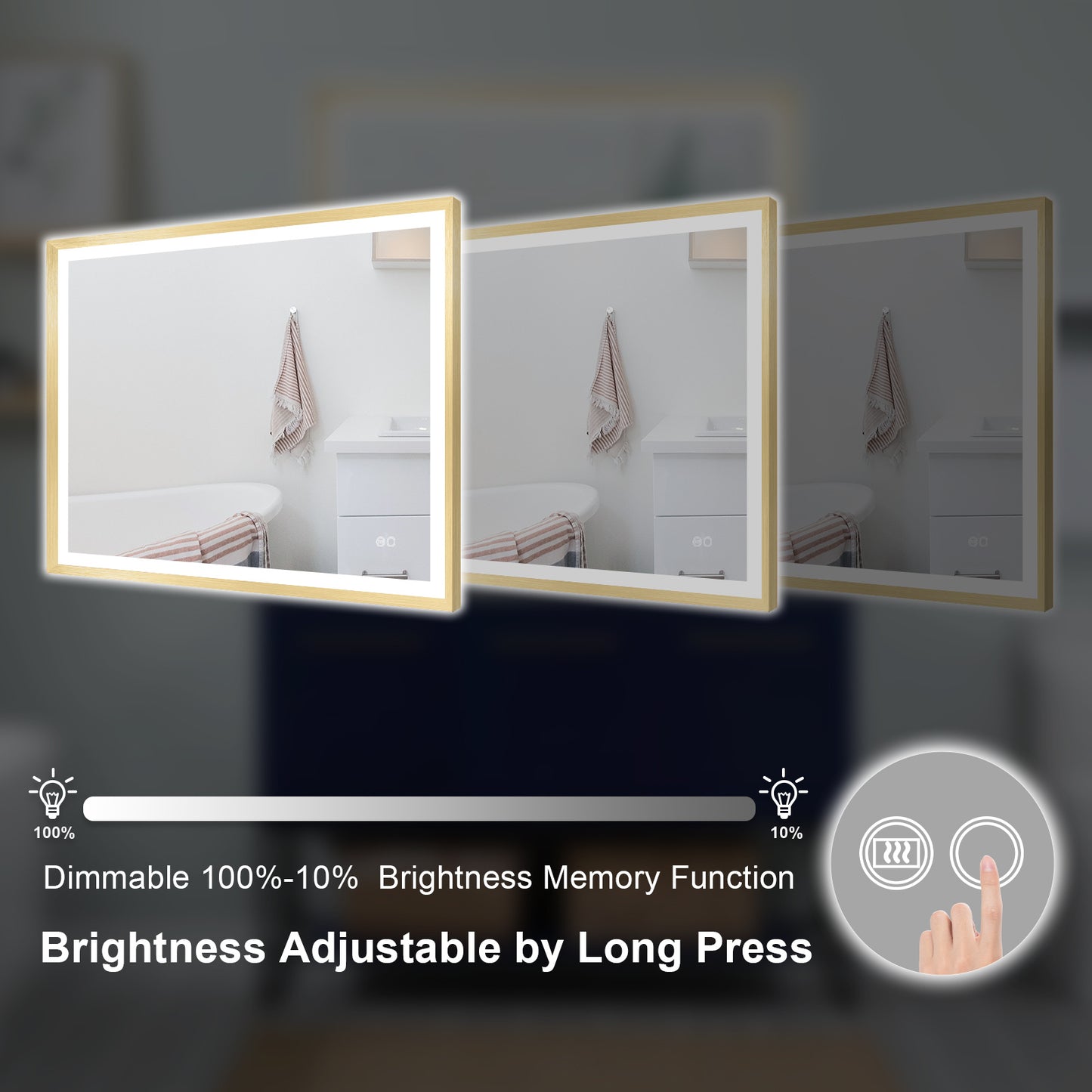4 Size LED Bathroom Mirror; Backlit and Frontlit