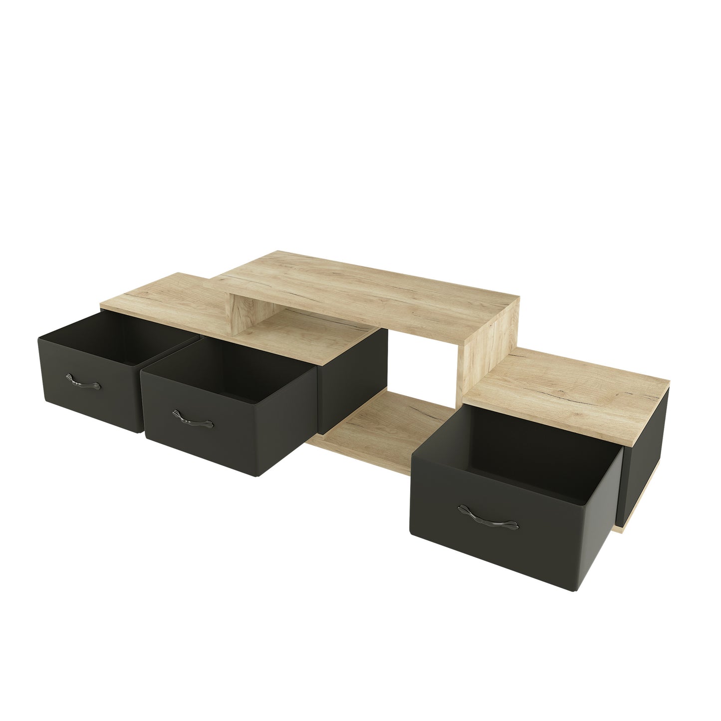 wood grain and black  TV Cabinet