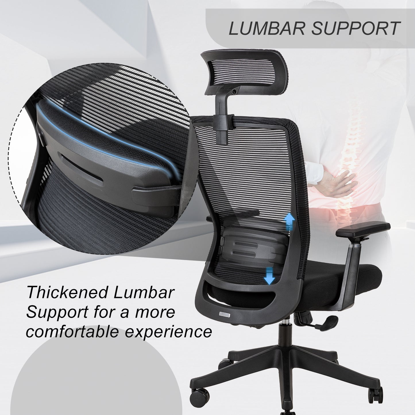 office mesh chair with lumbar support