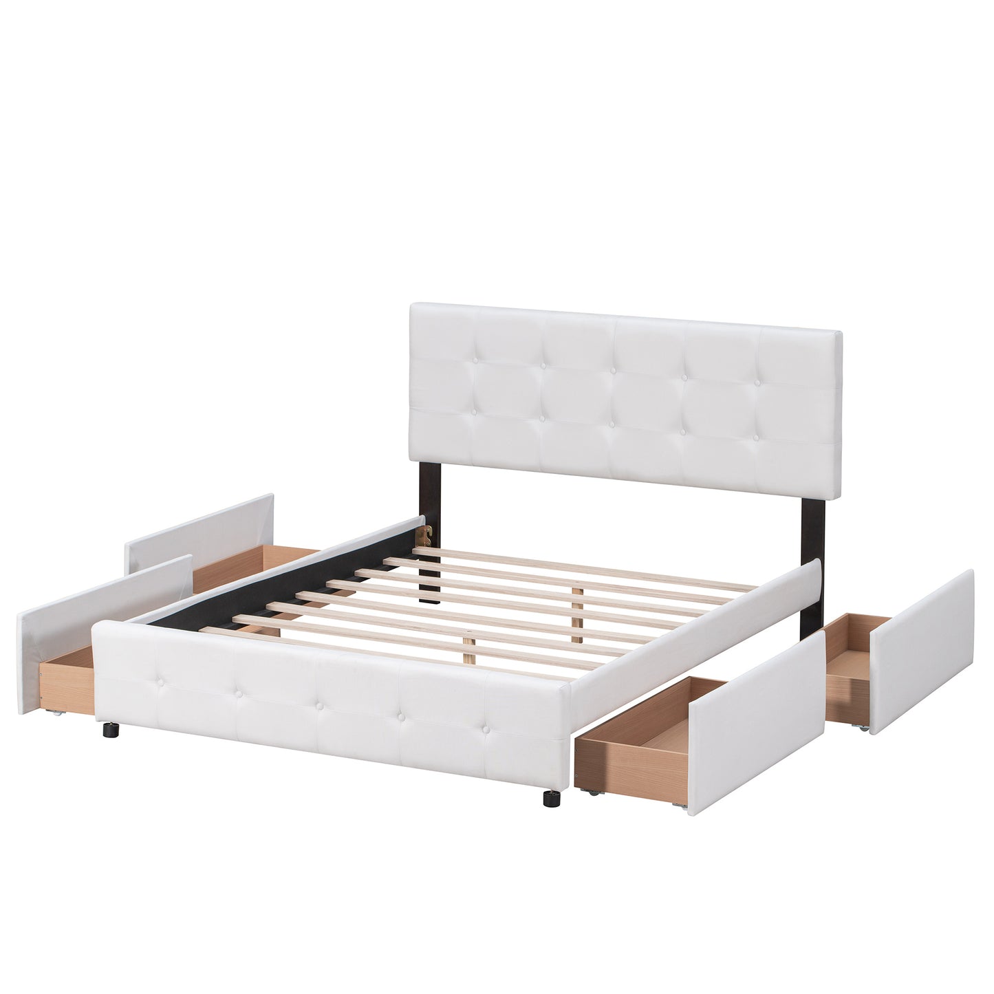 Classic Headboard and 4 Drawers; Queen Size