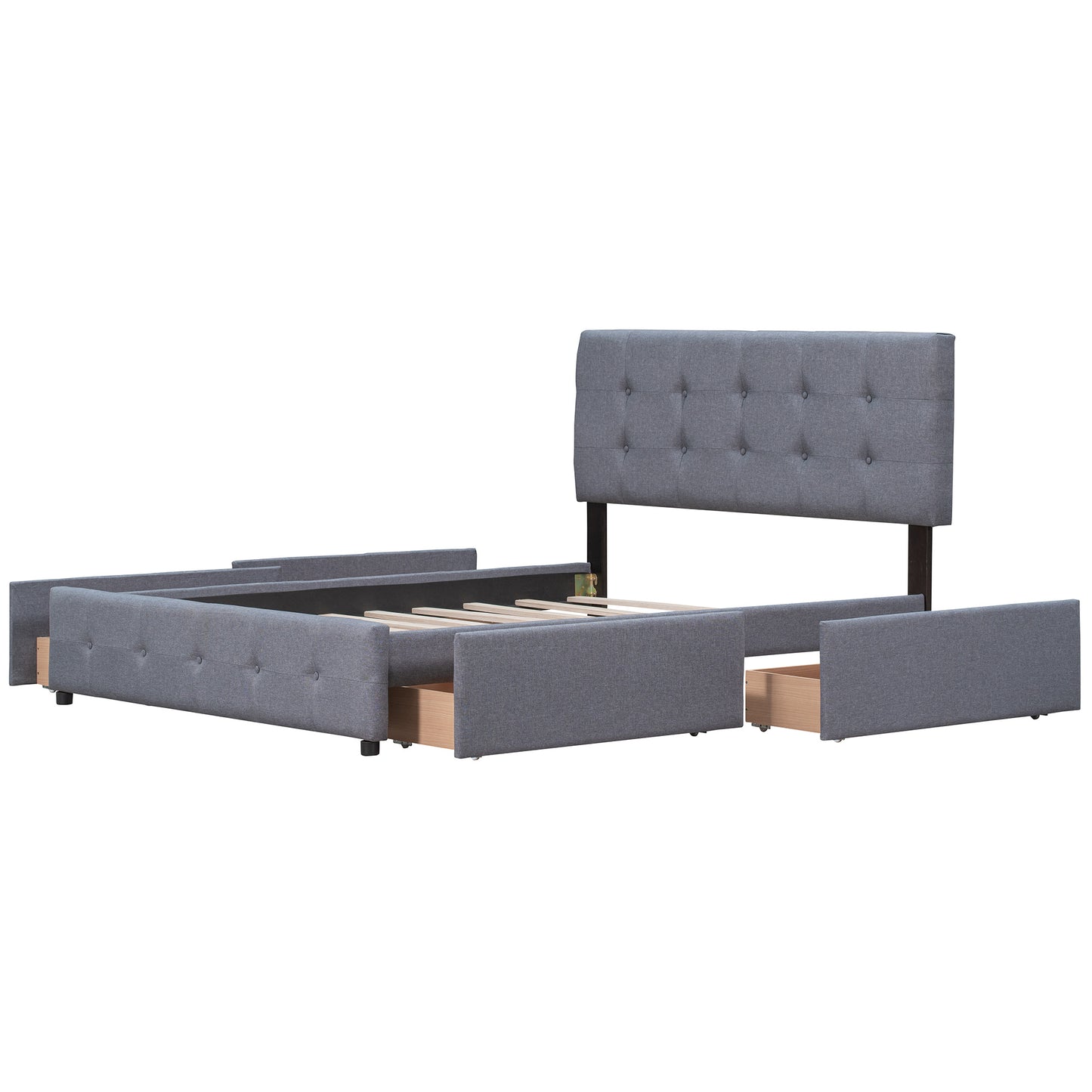 Classic Headboard and 4 Drawers; Queen Size